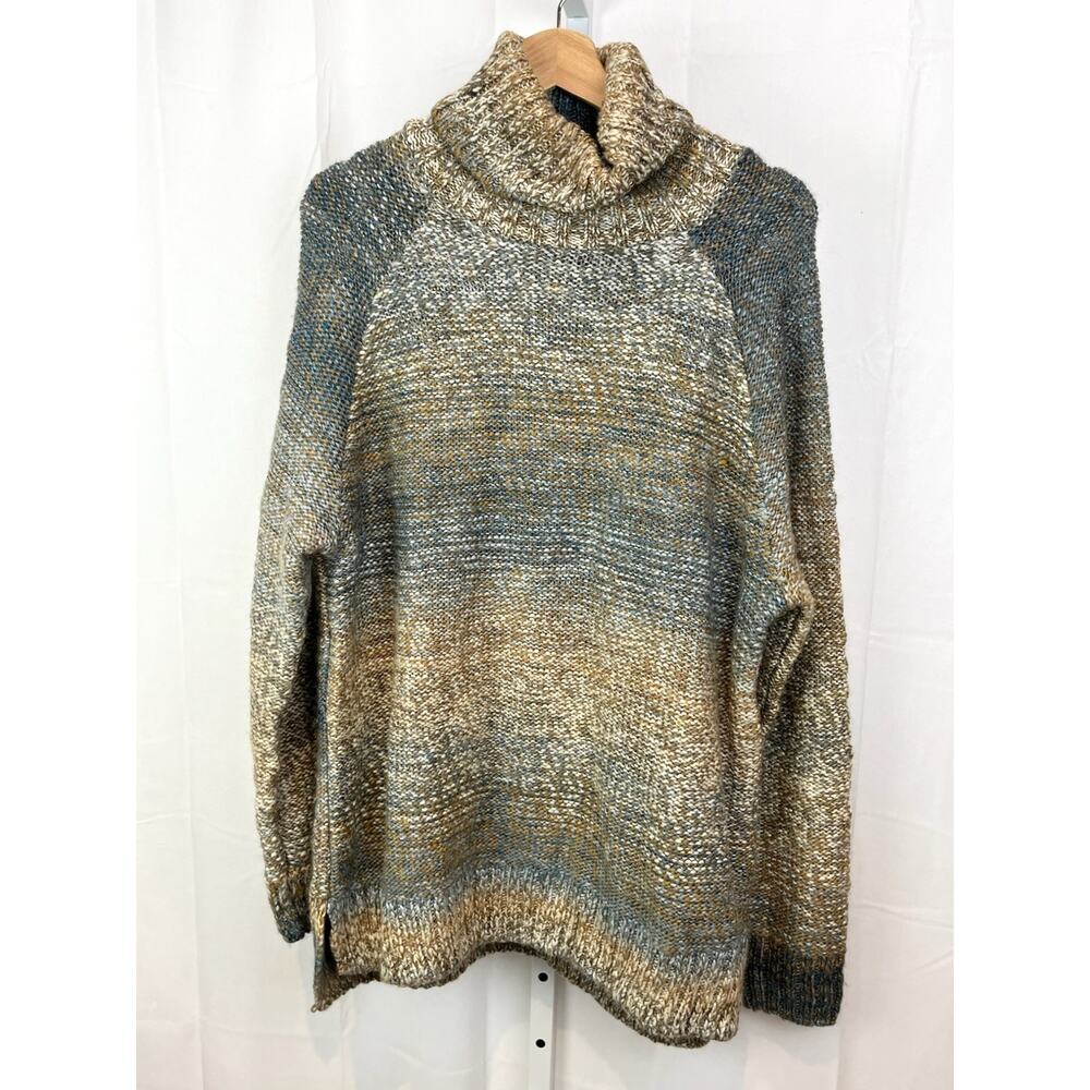 PRANA Autumn Rein Tunic Sweater Turtleneck Pullover Wool Blend Multicolor Size L
